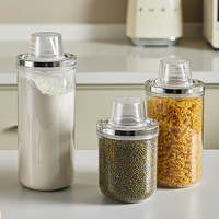 Bocal de stockage hermétique en plastique pour céréales, farine et aliments, avec bec verseur et couvercle hermétique