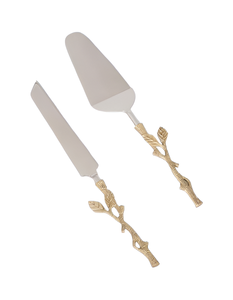 Nouveau couteau et serveur à gâteau en métal avec poignée en forme de feuille pour les fêtes d'anniversaire et de mariage - Product Image 5