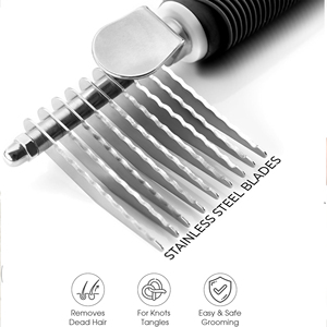 Peigne en métal simple Demitting pour chiens et chats, long, 2,5 lames en acier de sécurité, emballé dans une boîte, pour démêler les poils emmêlés et noués - Product Image 3