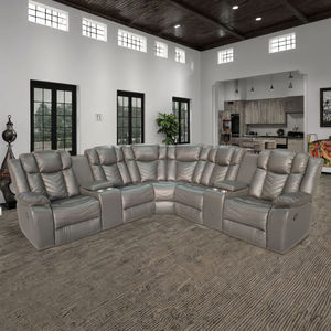 Canapé sectionnel électrique inclinable en cuir avec ports USB, éclairage LED et porte-gobelets intégrés pour home cinéma et salon - Product Image 2