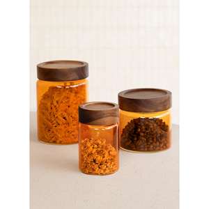 250ml Acacia Round Amber <b>Glass</b> <b>Jar</b>" - Product Image 2