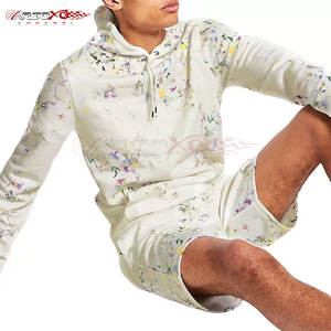 Conjunto de sudadera con capucha y pantalones cortos para hombre con corte moderno y tela transpirable para uso en la calle y el gimnasio, conjunto de Sudadera con capucha y pantalones cortos - Product Image 2