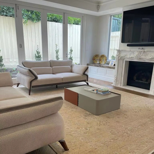 Tapis de salon moderne en coton brodé à la main de haute qualité, le plus populaire, abstrait, noué à la main, adapté aux animaux domestiques, lavable, antidérapant - Product Image 1