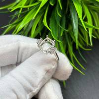 Anillo Solitario Octogonal de Plata de Ley 925, Engaste de Puntas Semi-Montado, 6x8mm 7x9mm 8x10mm, Componente de Joyería de Plata en Blanco para DIY