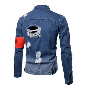 เสื้อแจ็คเก็ตยีนส์ทรงปกติสำหรับผู้ชายจาก Saleh Enterprises ล้างสีแบบ Stone Wash ปักลายสไตล์ Y2K แฟชั่นแนว Urban ทรง Trucker เสื้อคลุมสำหรับใส่ด้านนอก ขายส่ง - Product Image 5