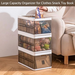 New Nhựa Trong Suốt Có Thể Gập Lại 9 Lưới Quần Jean Quần Áo Tủ Quần Áo Lưu Trữ Hộp Tủ Quần Áo Chia Ngăn Kéo Lưu Trữ Tổ Chức Với Nắp - Product Image 3