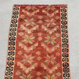 1.7x9 ft Turkish Rug, Vintage <b>Runner</b> Rug, <b>Red</b> Black Oriental Wool Rug - Product Image 5