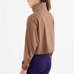 Chaquetas cortavientos de mujer de alta calidad, liso, básico, logotipo personalizado, entrenamiento físico, correr, ocio, deporte, chaqueta con cremallera - Product Image 2