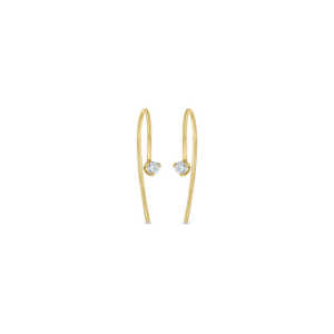 2.4mm rond coupe diamant court fil enfileur boucles d'oreilles 14k or massif 0.10ctw broche ensemble à la mode boucles d'oreilles cadeau pour elle - Product Image 1