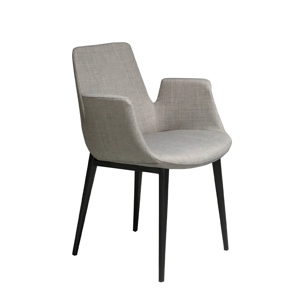Chaise de luxe de haute qualité, Design moderne, en tissu rembourré avec cadre en acier noir, chaises de salle à manger, Restaurant, hôtel