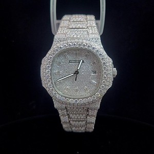 Reloj de Pulsera de Lujo, Estilo Tonneau, con Incrustaciones de Moissanita, Redondo, Mecánico Automático, Estilo Hip Hop - Product Image 1