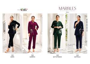 Nouveau 2024 dernière tenue de créateur Style moderne attrayant velours Kurti pantalon avec travail à la main pur fabrication de l'Inde à vendre - Product Image 6