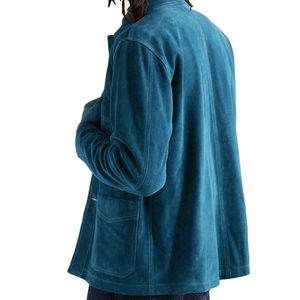 Chaqueta de camionero de cuero de ante marrón personalizada para hombre con cuello vuelto Chaqueta bomber clásica cómoda de cuero de cabra genuino - Product Image 6