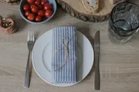 Serviettes en tissu de lin et coton rayées vertes, serviettes de mariage rayées vertes, nappes de table de mariage, serviettes de dîner en coton et lin