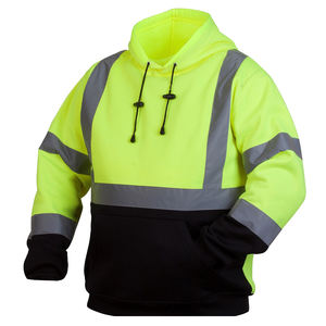 Custom Logo Hi <b>Vis</b> Workwear Safety <b>High</b> Visibility Breathable Solid Fleece With Reflective Hoodie For Sale - Product Image 4
