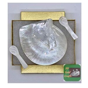 Plato de Nácar Natural Pulido, Plato de Concha Marina Amarillo de Lujo Hecho a Mano para Caviar y Postre - Product Image 6