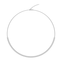 Collier tennis unisexe en or blanc massif 14 carats avec diamant CVD de laboratoire 0,10 carat taille brillant, plaqué rhodium, style hip-hop, 16/18/22 pouces