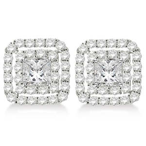 14k White Gold Pave-<b>Set</b> <b>Square</b> Diamond Earring Jackets 1.05ct Diamond Jewelry - Product Image 2