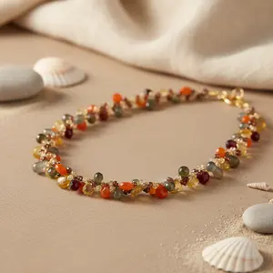 Collier bohème coloré en perles tendance avec perles d'eau douce et pierres semi-précieuses, chaînes religieuses pour cadeau - Product Image 2