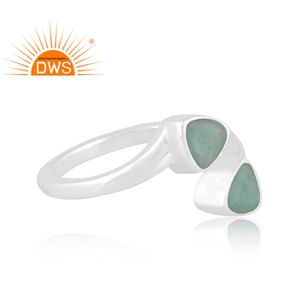 Anillo ajustable de piedras preciosas amazonitas naturales de plata de ley fina de última tendencia, fabricante de joyería personalizada - Product Image 3