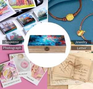 Caja de madera de pino de acacia y mango macizo exclusiva con piedra, mármol y esmalte, artesanía adornada perfecta para la decoración del hogar - Product Image 2