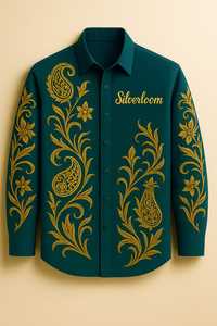 Chemises pour hommes Design personnalisé Chemise brodée à manches longues Design de luxe | Tissu en coton respirant | Support d'étiquettes OEM - Product Image 4