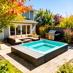 Above Ground Fiberglass Multifunctional Rectangular Swimming Pool Swim Spa with Custom Capacity Outdoor Water Fun Pool - Product Image 6