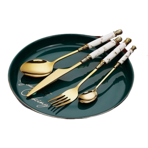 Ensemble de couverts de dîner de style de luxe Couverts polis à l'or rose Couverts scandinaves modernes Dîner de vacances - Product Image 4