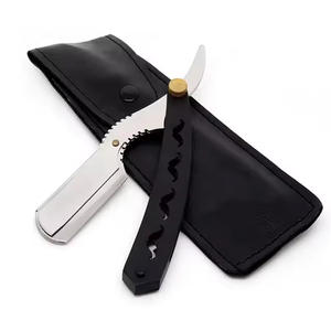 Supports de rasoir de barbier droits faciaux professionnels pour hommes en acier inoxydable lame pliante rasoir barbe outils de rasage - Product Image 4