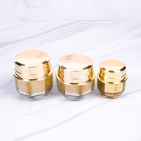 Stock disponible, faible MOQ : Pots cosmétiques vides en acrylique de luxe octogonaux pour baume à lèvres et crème de soin, blanc doré givré, 15g/30g/50g, Marque Sengmi