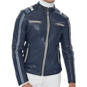 Chaqueta de Cuero para Hombre, Talla Grande, Azul, de Invierno, OEM, Gruesa, Cortavientos, Estilo Motero, Marca HI 2026 - Product Image 1