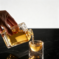 Botol Anggur Kaca Bening Pipih 200ml 280ml dengan Tutup Gabus Logo Kustom Wadah Kemasan Minuman Grosir
