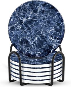 Decorative Classic Marble Round <b>Coaster</b> Natural <b>Black</b> Eco-Friendly Anti-Slip Kitchen Accessories - Product Image 4