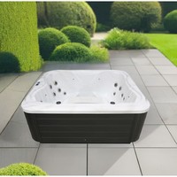 VILLA FELICIA Spa extérieur moderne pour 4 personnes, bain à remous rectangulaire en acrylique, système de contrôle Balboa, structure en aluminium, prêt à l'emploi