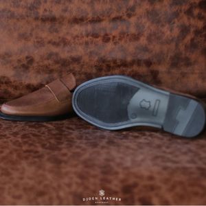 Handmade Genuine Cowhide Leather Loafers Brown Slip On <b>Shoes</b> with Comfortable <b>Sole</b> Stylish Casual Footwear for Office - Product Image 4