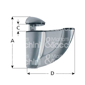 BLISTER 2 PIÈCES LUNA SUPPORT D'ÉTAGÈRE en zamak peint liquide réglable pour différentes épaisseurs complet avec vis et bouchons - Product Image 1