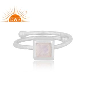 Latest Design Fine <b>Sterling</b> <b>Silver</b> Natural Rainbow Moonstone <b>Adjustable</b> <b>Ring</b> Jewelry For Women Gift For Her - Product Image 3