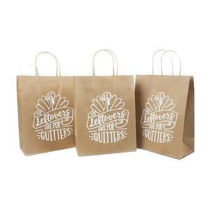 Vente chaude 100% sacs en papier kraft vierge avec poignée torsadée sacs cadeaux recyclables artisanat personnalisables avec votre logo - Product Image 2