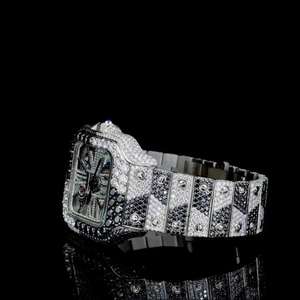 Nueva llegada de lujo de dos tonos negro blanco analógico esqueleto mecánico camuflaje reloj de alta calidad de acero inoxidable de edición limitada - Product Image 3