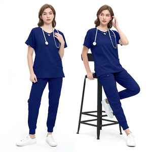 ชุดยูนิฟอร์มสครับแขนสั้นสำหรับผู้หญิงชุดเครื่องแบบทางการแพทย์สำหรับผู้หญิงชุดคอปกเสื้อและกางเกง - Product Image 2