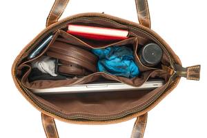 Bolso de mano de piel auténtica de vaca marrón vintage elegante al por mayor, bolso de hombro con logotipo personalizado para mujer, bolso de mano de gran capacidad OEM - Product Image 5