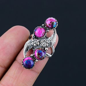 Anello di Alta Qualità in <span class=keywords><strong>Argento</strong></span> Sterling <span class=keywords><strong>925</strong></span> con Turchese Ostrica, Certificato, per Matrimonio, con Gemma Naturale, Fascia Eternity, Personalizzabile, per Feste Eleganti - Product Image 4