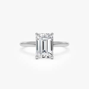 Anillo de Compromiso Glamuroso con Diamante Cultivado en Laboratorio, Corte Esmeralda, Halo Oculto, 2.10 Ct, E-F VS, Oro de 14K, para Ocasiones Especiales y Fiestas - Product Image 3