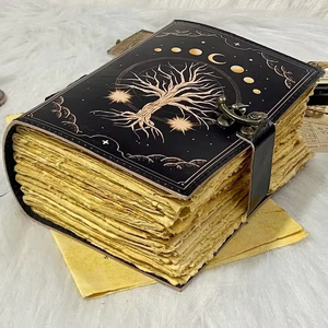 Tùy chỉnh handmade bông giấy A5 Kích thước UV in da Tạp Chí cây của cuộc sống đầy đủ Hạt Da ràng buộc <span class=keywords><strong>Sketchbook</strong></span> nhà máy giá - Product Image 1