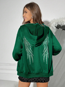 Sudadera con capucha de lana con cremallera completa de invierno con patrón sólido de diamantes de imitación para hombre personalizada hecha con material de alta calidad - Product Image 2