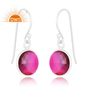 Latest Trending Fine Sterling Silver Bio Amethyst Doublet Quartz Gemstone Dangle Earring Custom Jewelry Manufacturer - Product Image 2