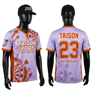 เสื้อดาร์ทผู้ชายผ้าโพลีเอสเตอร์พรีเมียม 180 GSM สีชมพูไล่เฉดลายกราฟิกดาร์ท ดีไซน์ลายตาราง  พร้อมสกรีนชื่อ เบอร์ และโลโก้ตามสั่ง - Product Image 5