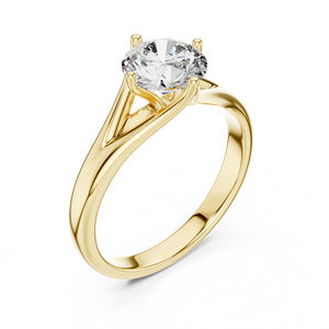 Anillo de Oro Amarillo de 14K con Diamante Redondo Cultivado en Laboratorio para Mujer |   Anillo de Oficina |   Diamante Cultivado Nuevo - Product Image 5