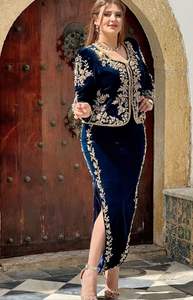 Elegante chaqueta dorada Zari bordada azul marino vestido Karakou 2024 Lehenga Choli cristal Beadsstonepearls Dabka Work - Product Image 2