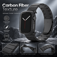 Keepwin Bracelet de montre léger en fibre de carbone véritable Boucle magnétique solide Bande Sport de remplacement pour Apple iWatch 9 8 7 6 5